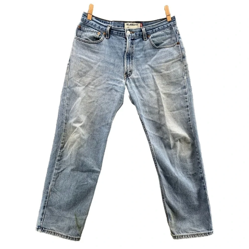 Levis 550 Jeans Mens 34x28* Blue Straight Washed Denim Pants 90s Baggy Skate Y2K